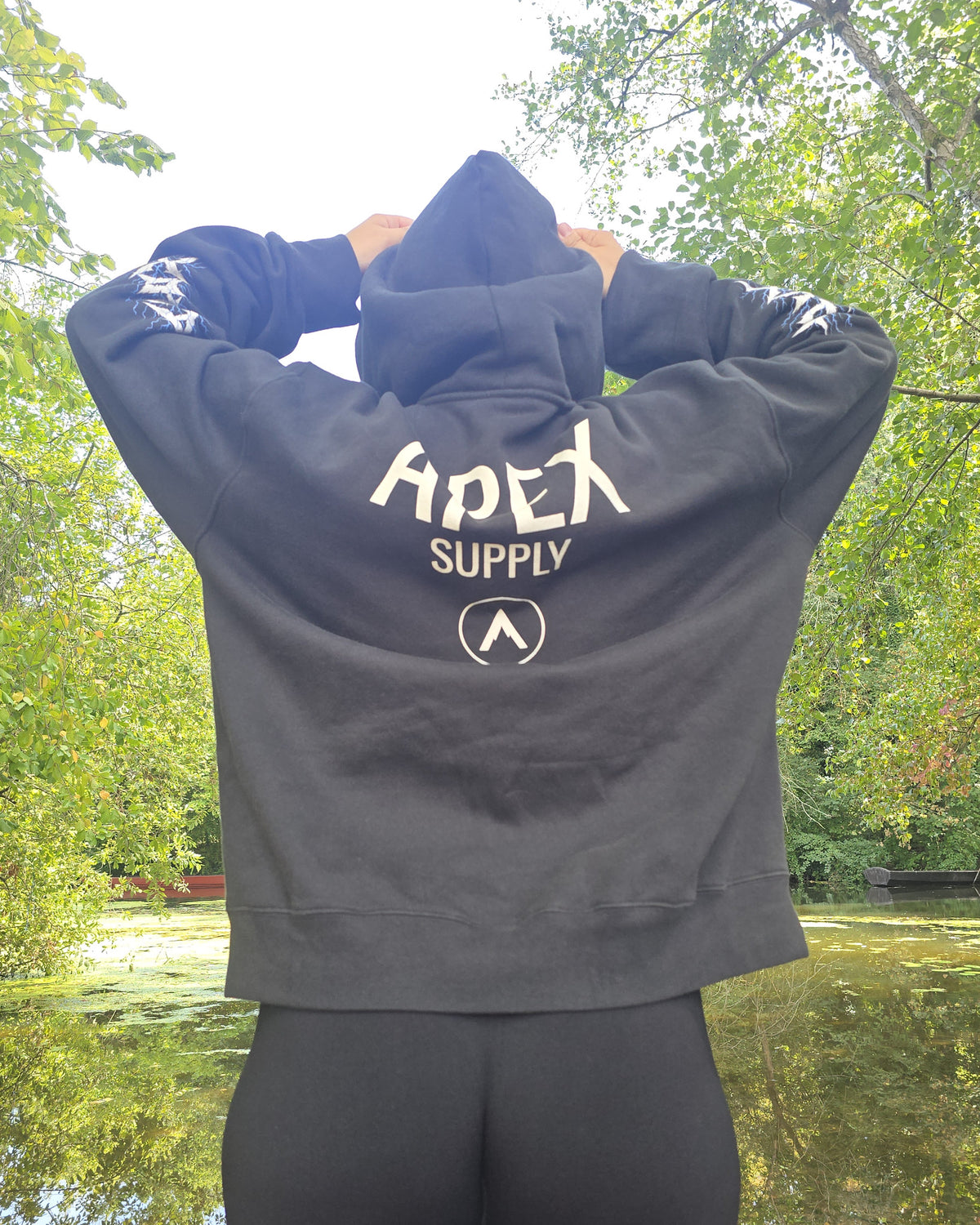 APEX SUPPLY Pump Cover Hoodie getragen, Rückenprint