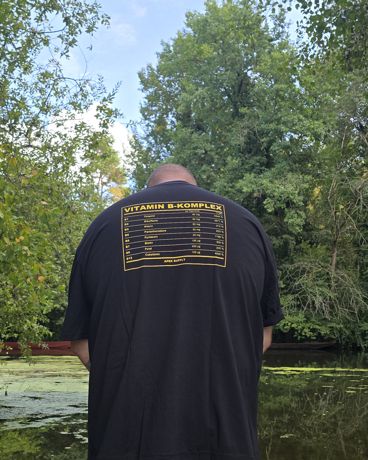 APEX SUPPLY B-Komplex Oversized Tee getragen, Rückenprint